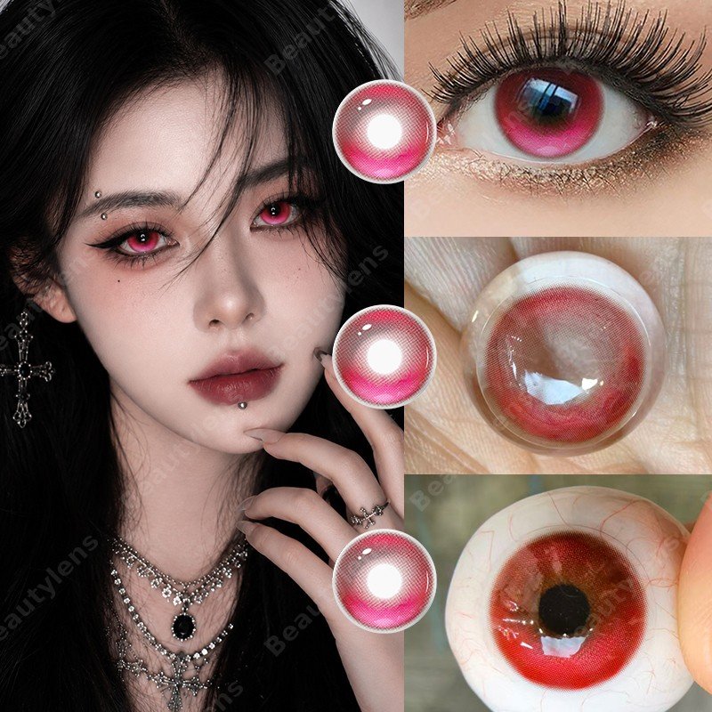 Red Aura, Brown Aura, Blue Aura & Green Aura – Colored Contacts Daily Disposal | HEMA Material | 14.5mm | Plano (0.00)