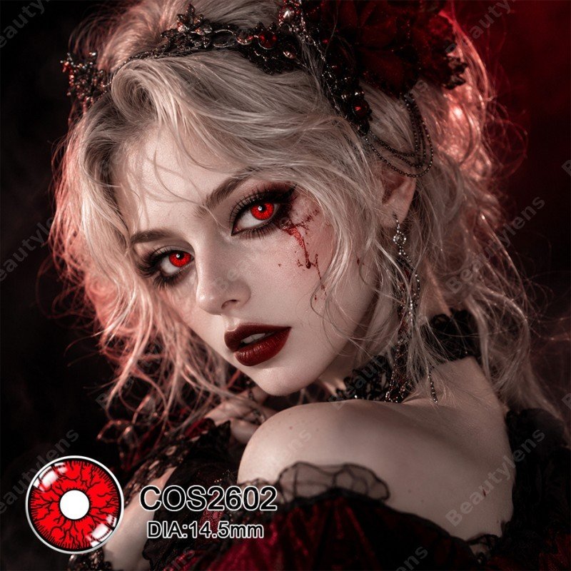 COS2601 & COS2602 – Crazy Cosplay Colored Contacts Lenses Yearly Disposal | HEMA Material | 14.5mm | Base Curve 8.5 | 40% Water Content | Plano (0.00)
