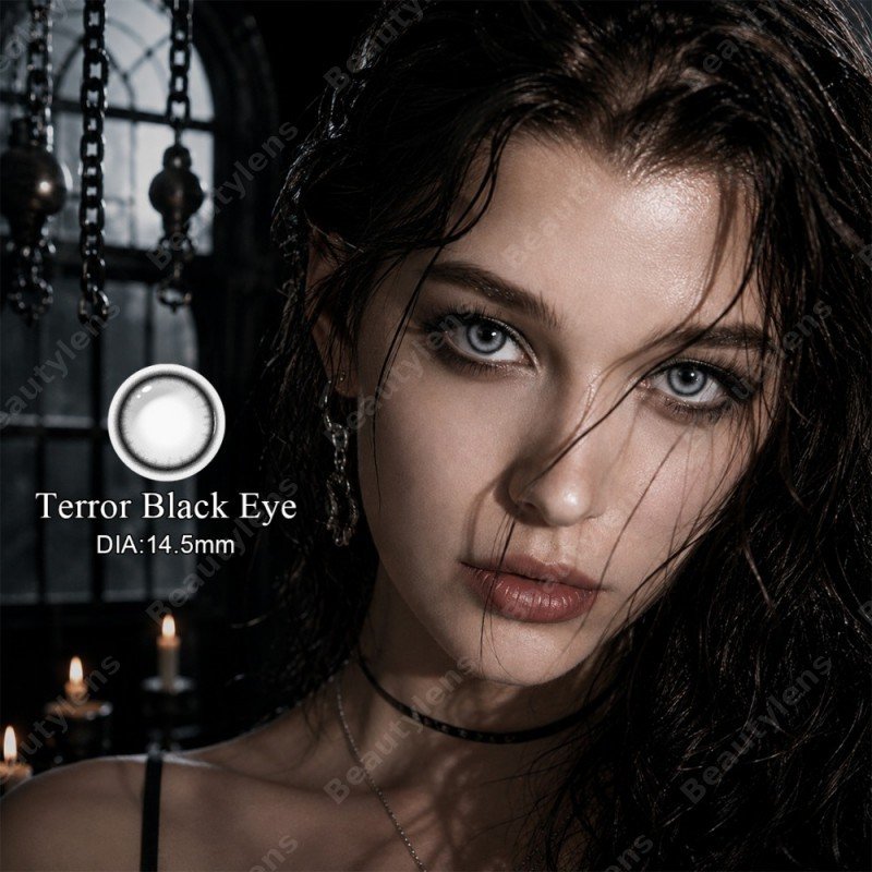 Terror Black Eye – Full Coverage Color Colored Contacts14.5mm | 4-Tone | Plano (0.00)